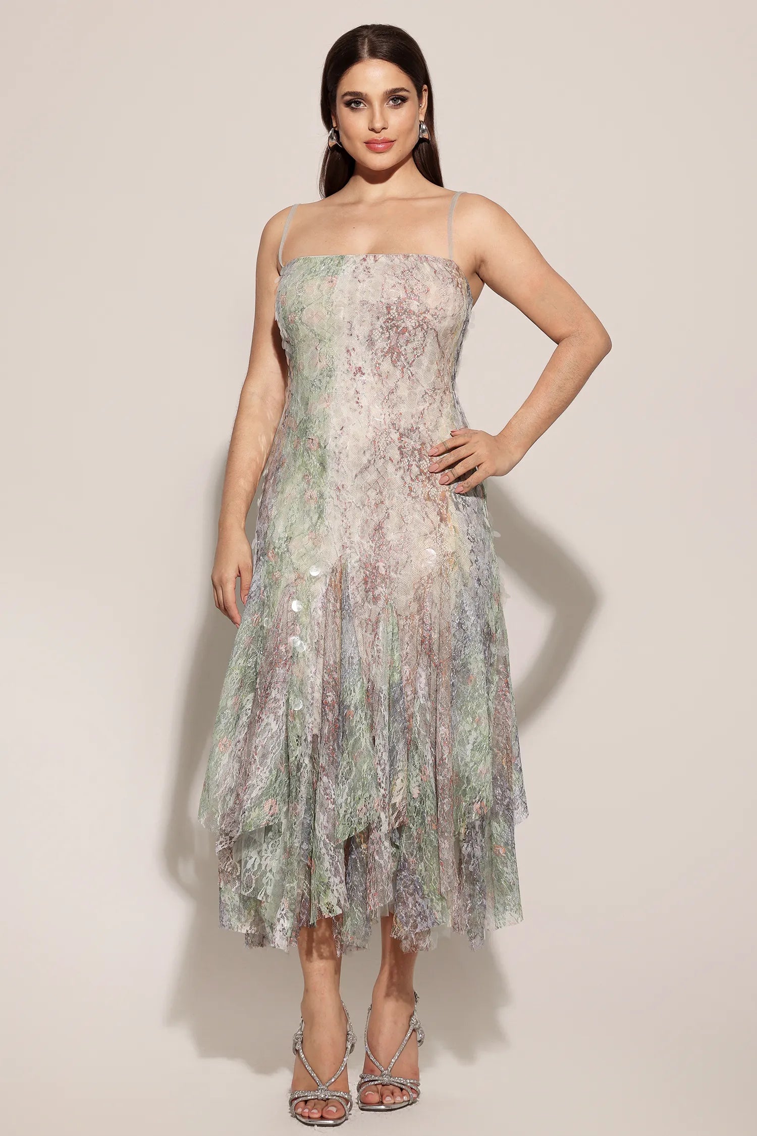 Bella Barnett - Wola Halter Printed Sequin Maxi Dress