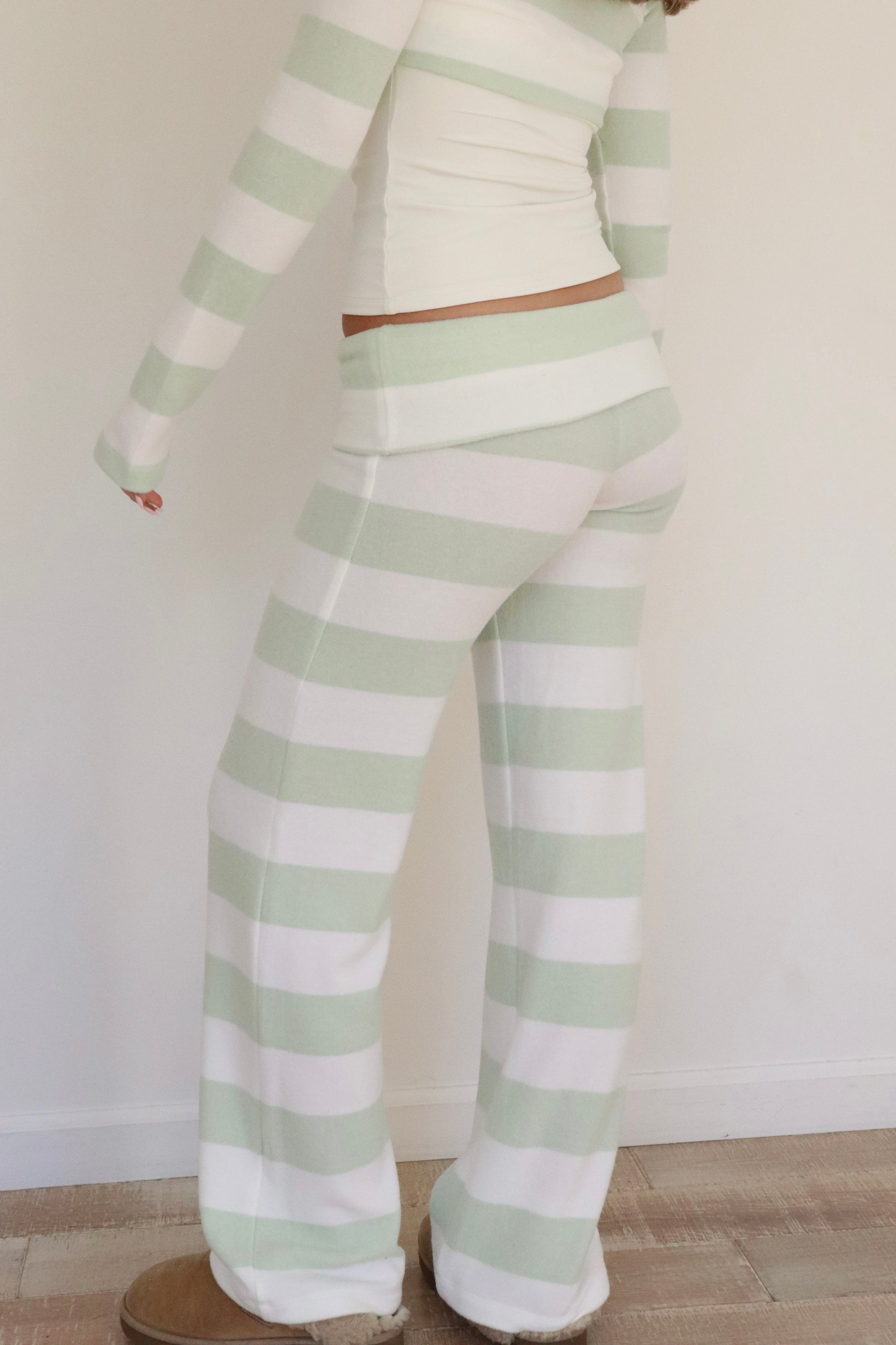Iris By Lily - Pastel Green and White Stripes