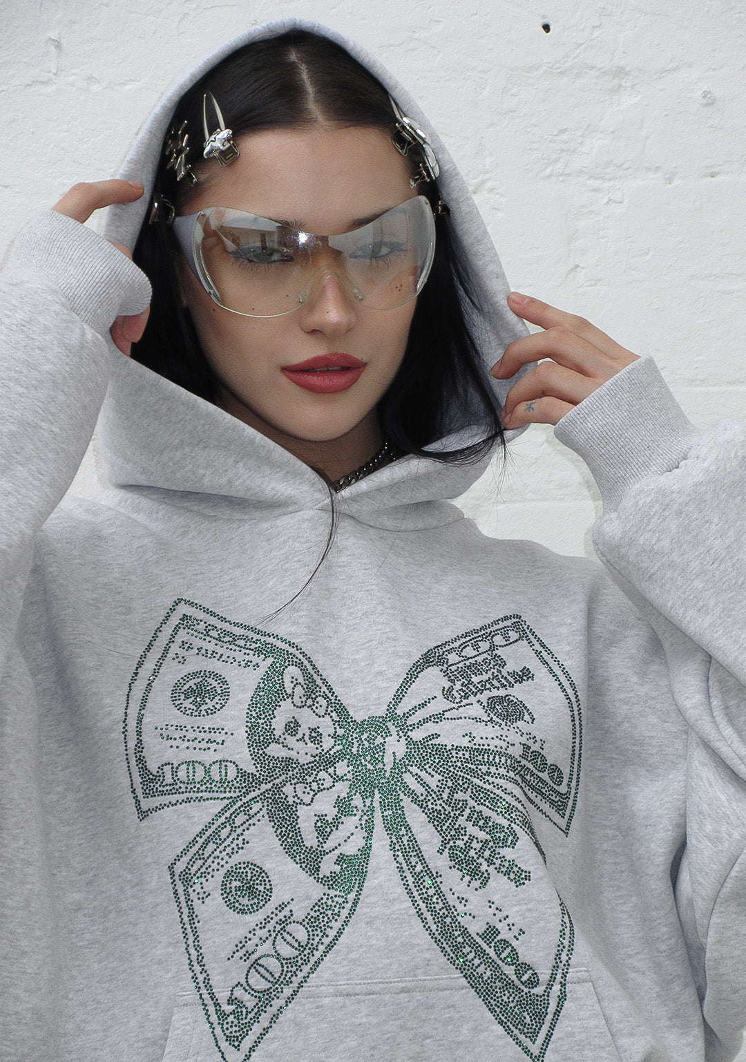 Named Collective - $ BOW PULLOVER HOODIE GREY