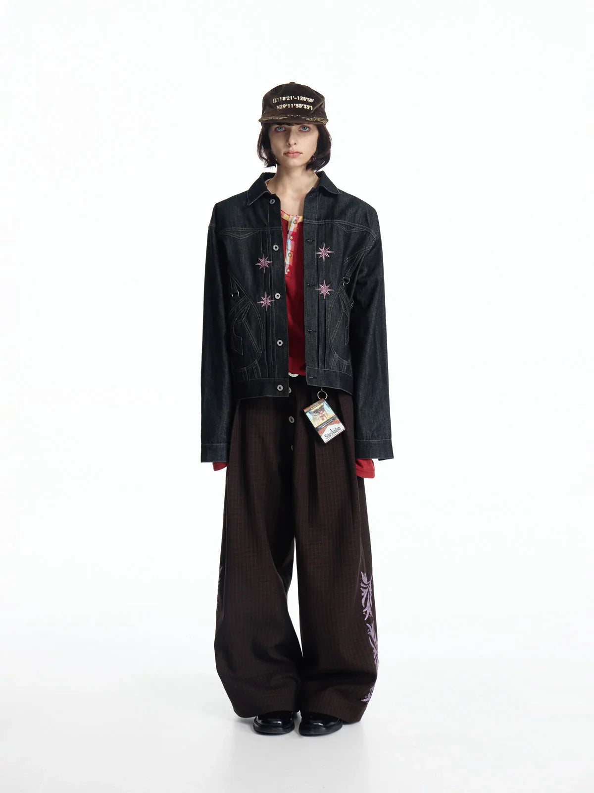 EMO Check-jacquard Wide Leg Trouser