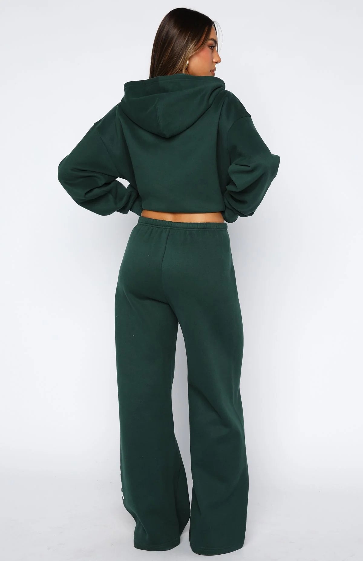 White Fox - Brand New Start Wide Leg Sweatpants Forest Green