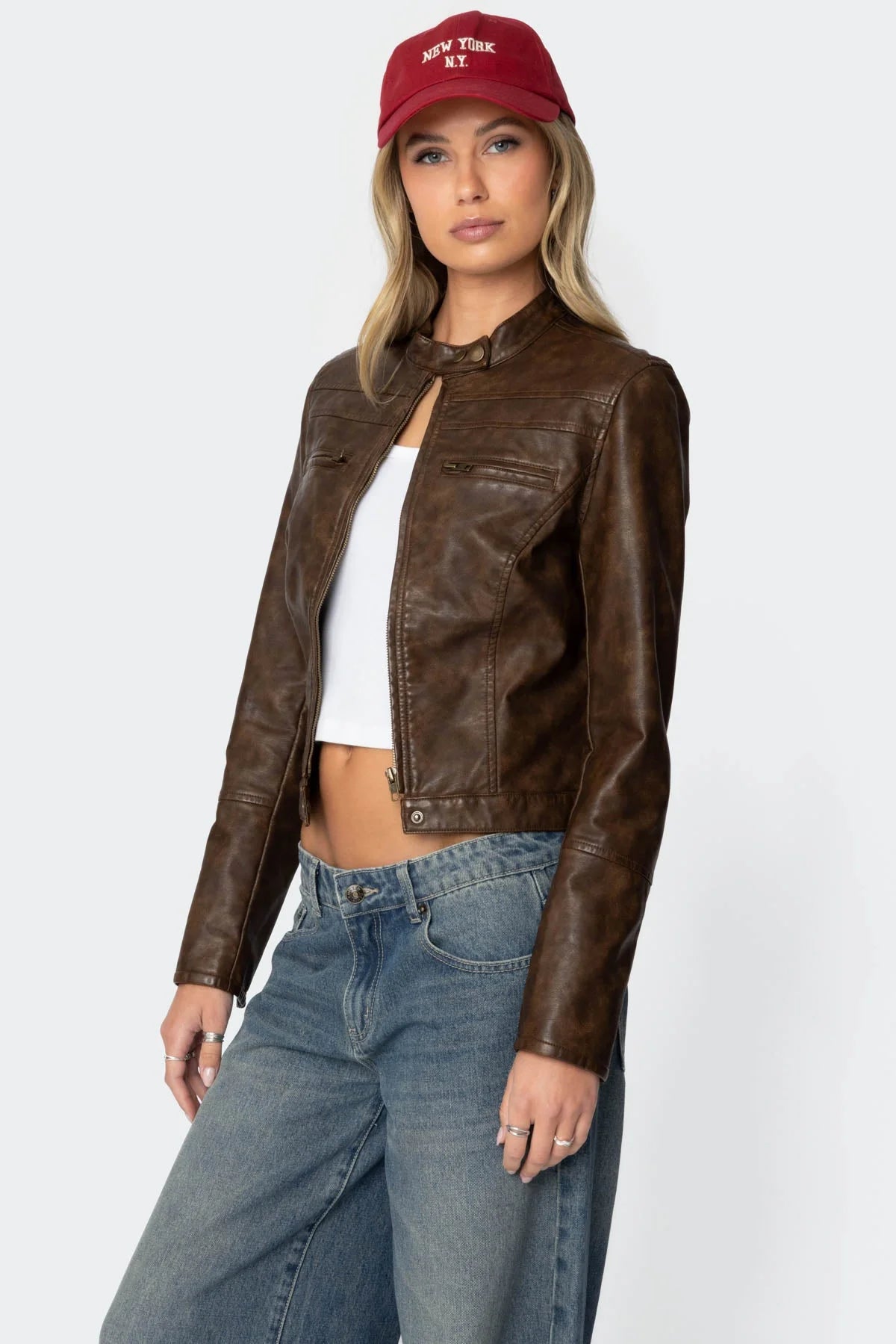 Edikted - Teddi Washed Faux Leather Jacket