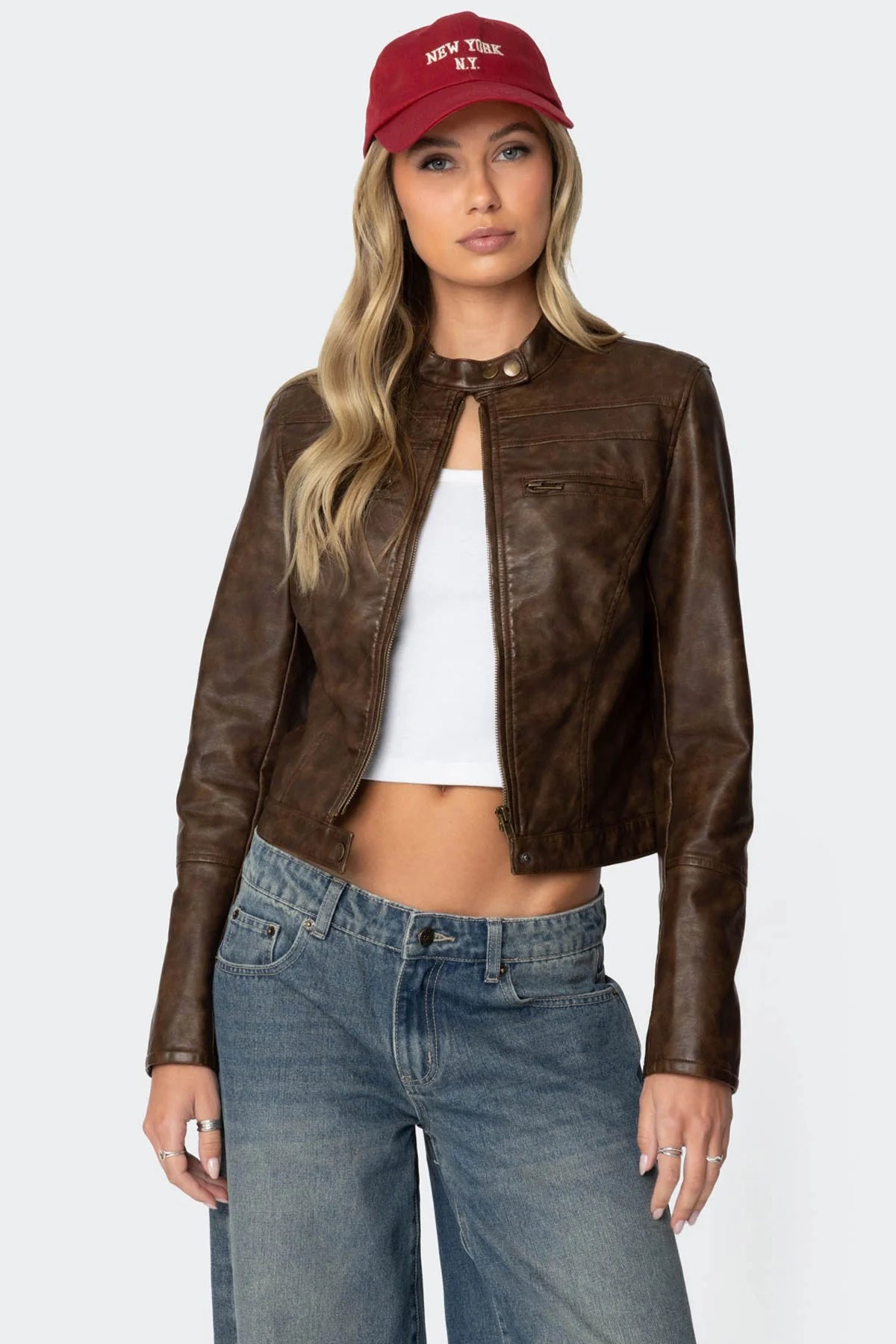 Edikted - Teddi Washed Faux Leather Jacket
