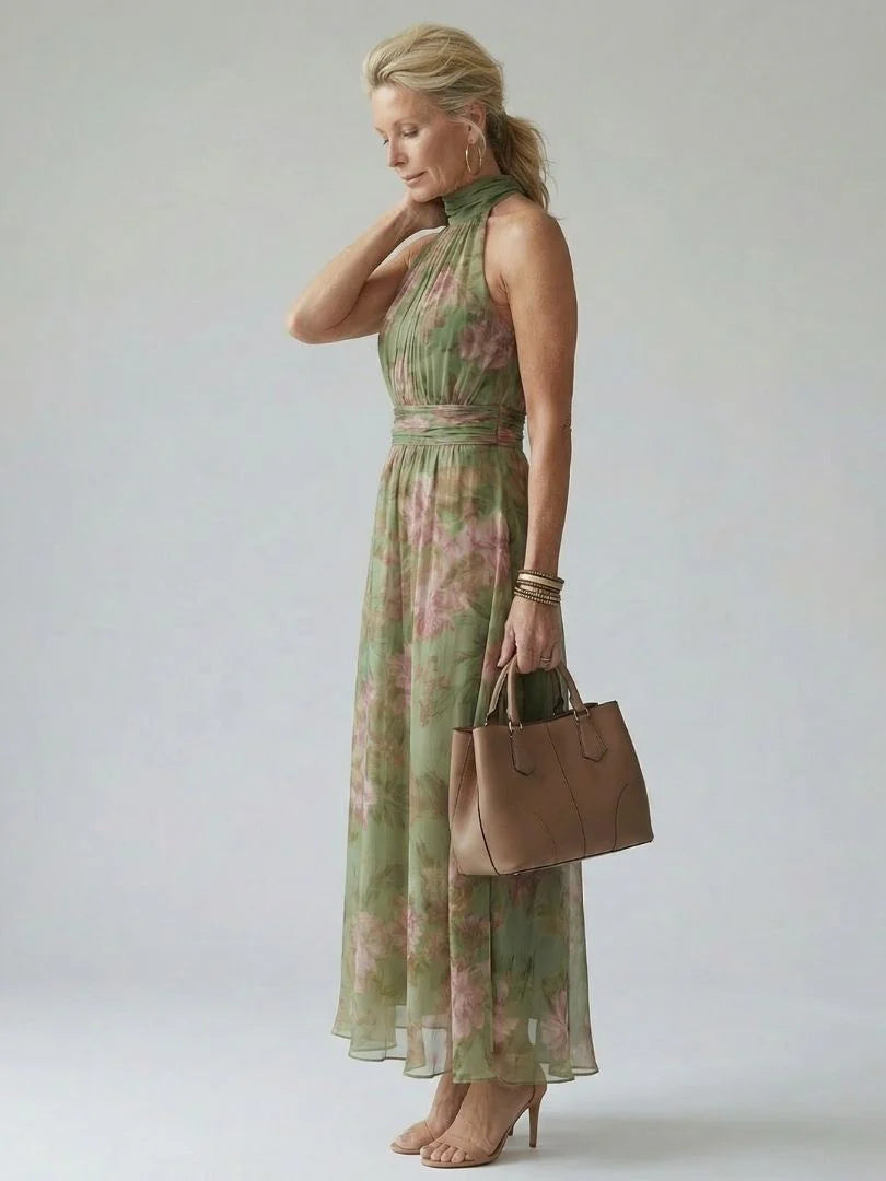 Gathered Halter Midi Dress