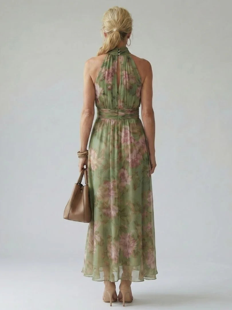 Gathered Halter Midi Dress